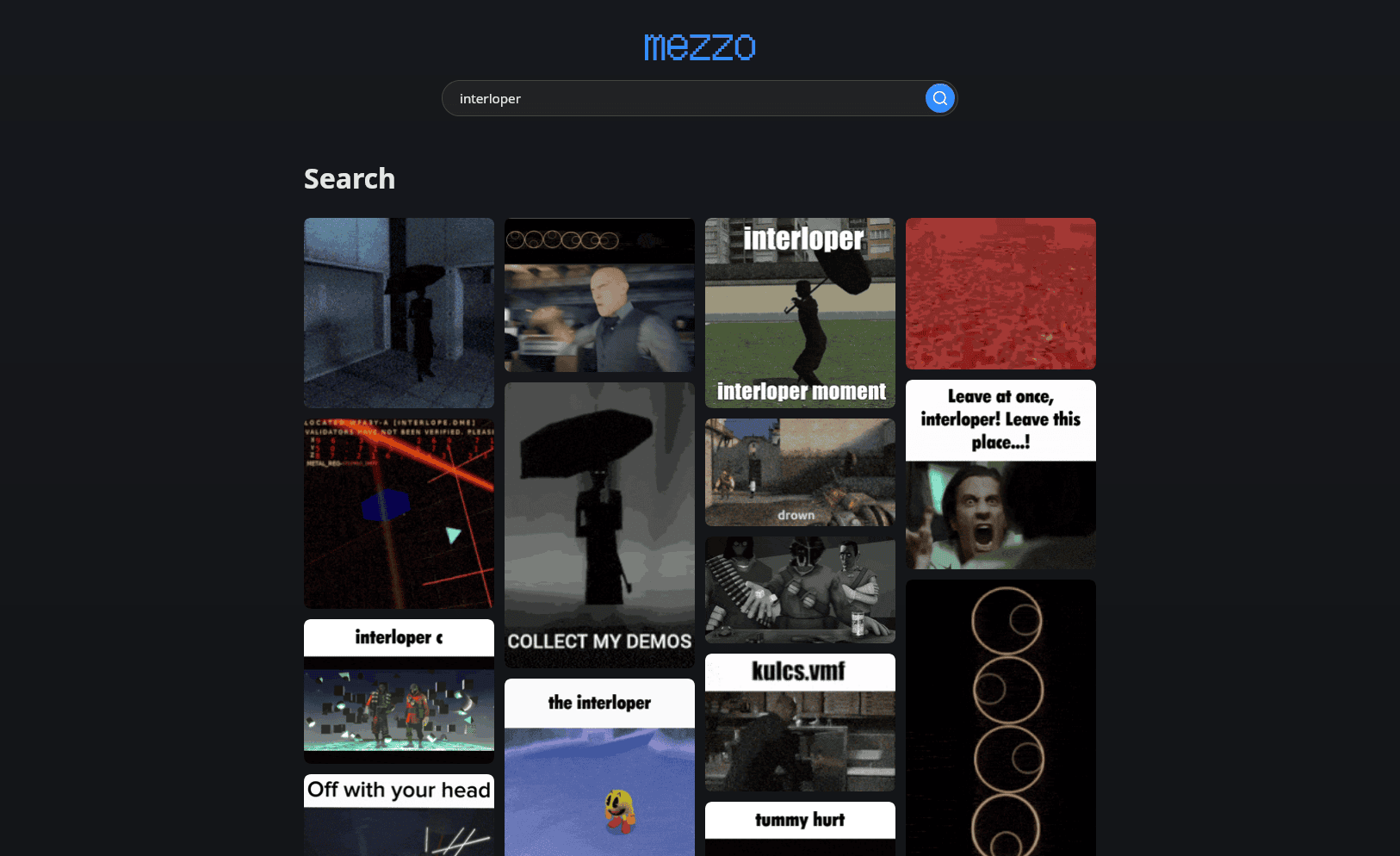 Showcase of the search page