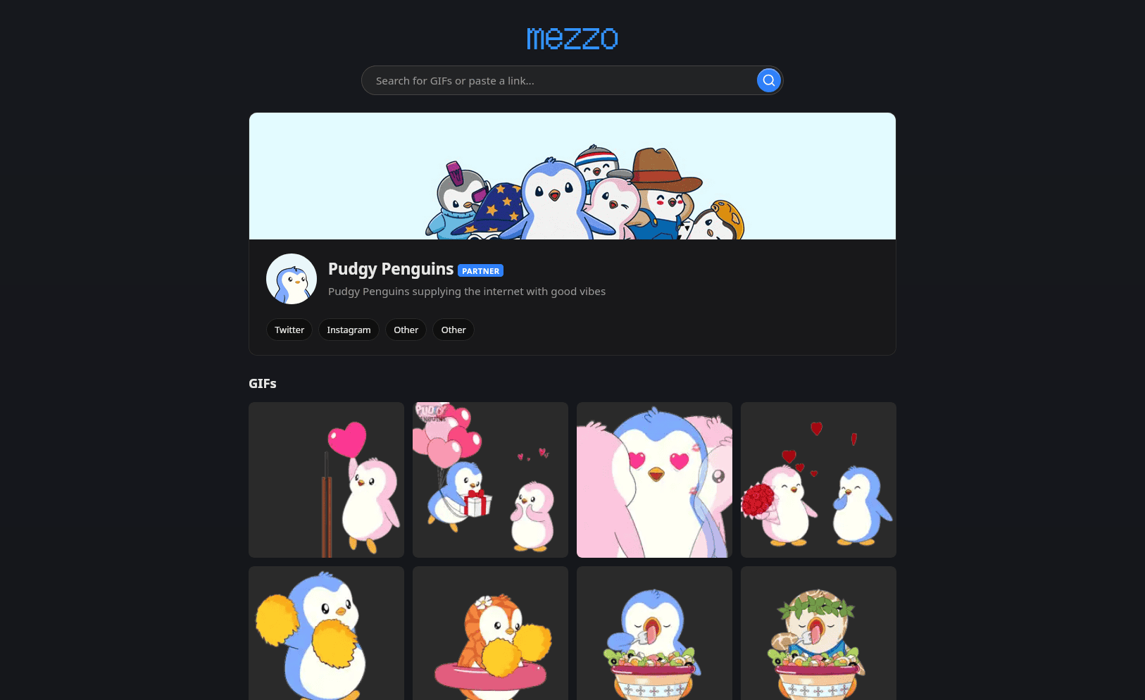 Showcase of the user profile page